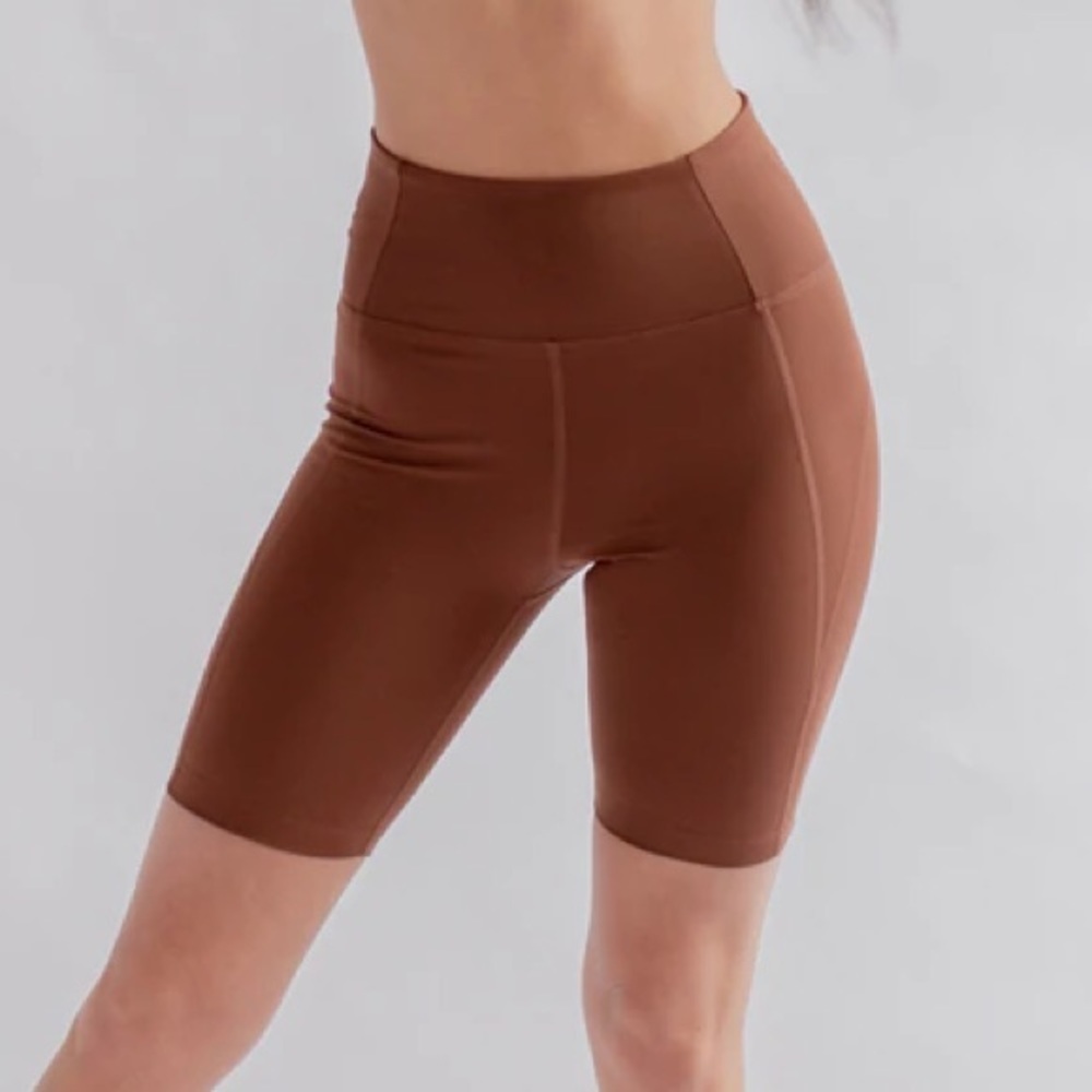 NEW Girlfriend Collective High Rise Compressive Bike Shorts Earth Brown Sz XXS